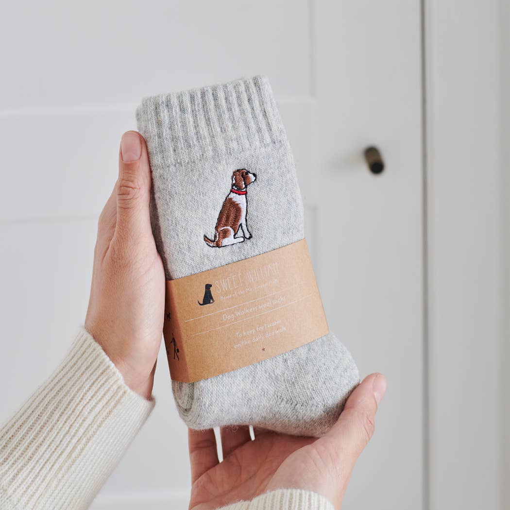 Dog Walking Socks - Springer Spaniel (Liver & White)