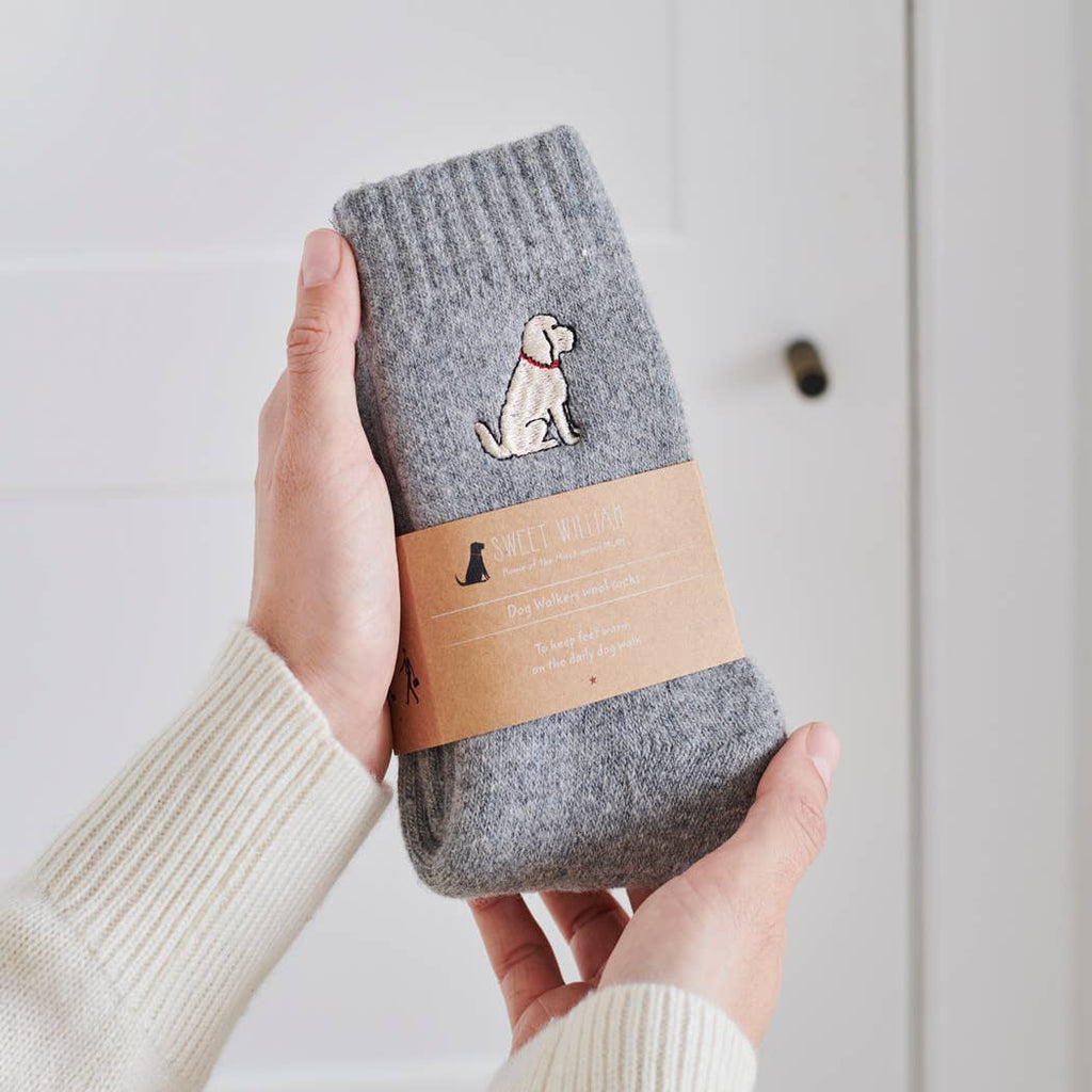 Dog embroidered wool socks