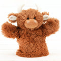 Highland Cow Hand Puppet Brown Plush Soft Toy - 23CM