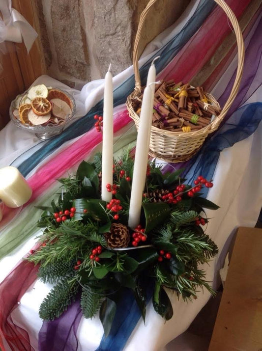Festive Table Posy with candles