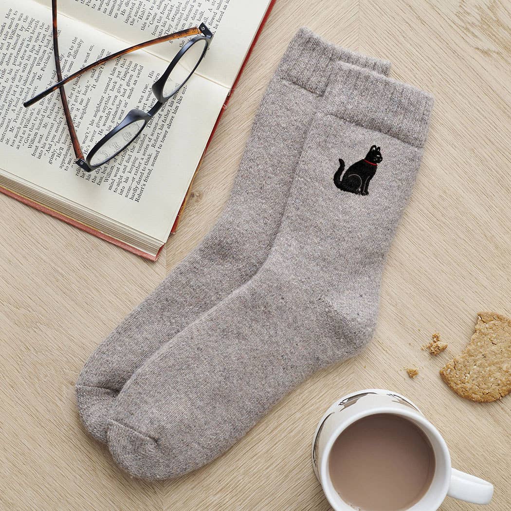Black Cat Wool Socks